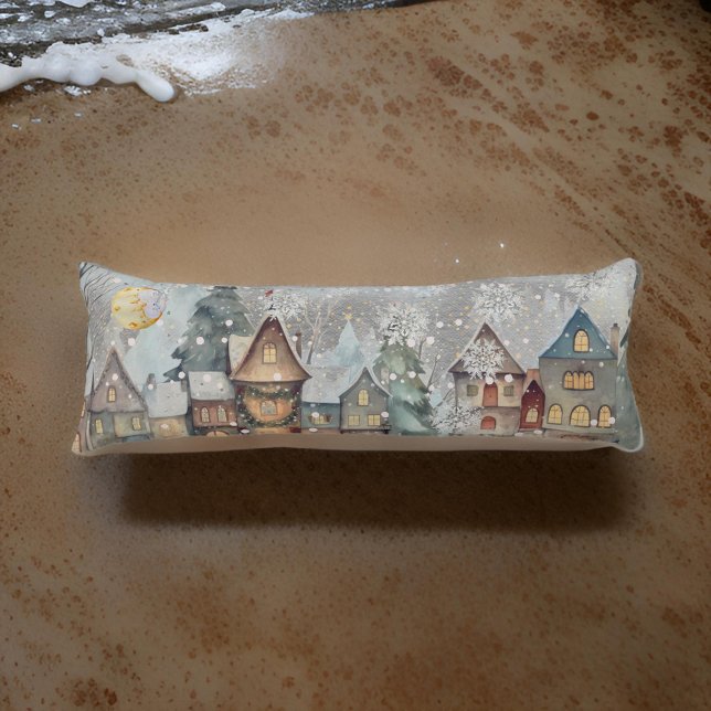 Coussins Longs Grosse neige du village de Noël (Créateur téléchargé)