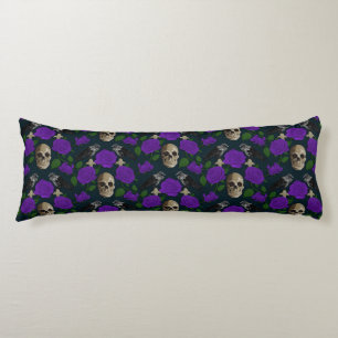 Coussins Longs Grungy gothique foncé Vins Roses Corbeau crâne vio