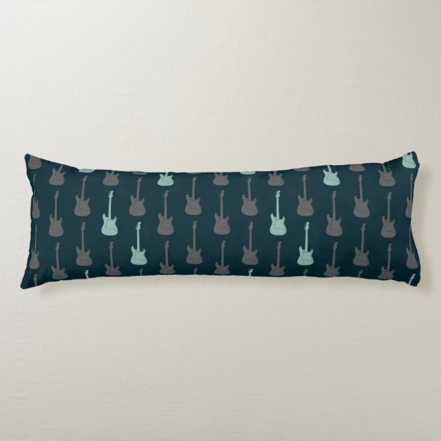 Coussins Longs Guitare électrique classique grunge bleu gris à po (Devant)