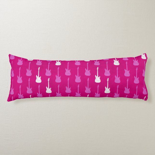 Coussins Longs Guitare électrique classique grungeuse rose pois b (Devant)