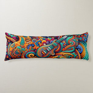 Coussins Longs Guitares en mandala style batik