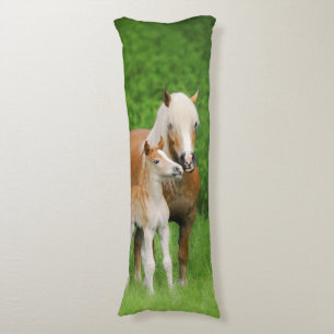 Coussins Longs Haflinger Horses Cute Foal Kiss Mum Photo - cousu