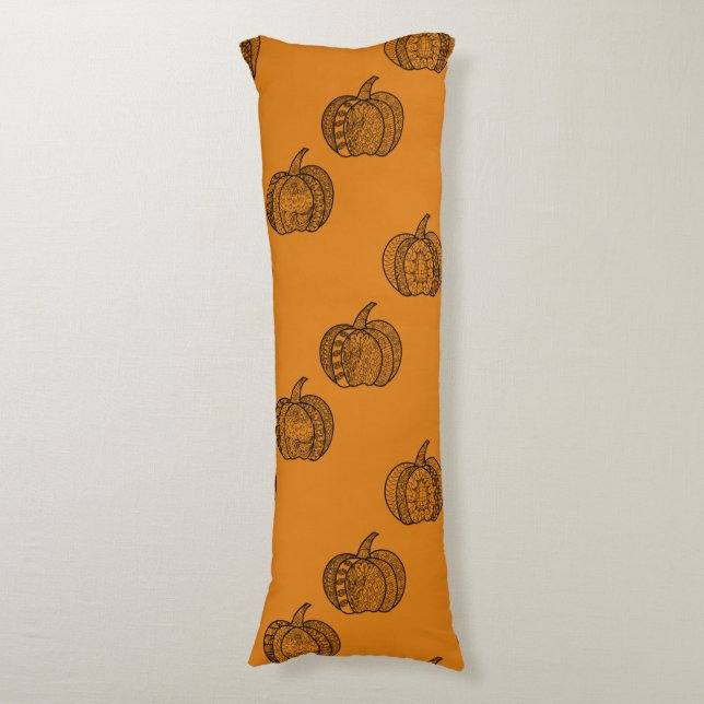 Coussins Longs Halloween boho Zentangle ® inspiré citrouille Auto (Devant (Vertical))