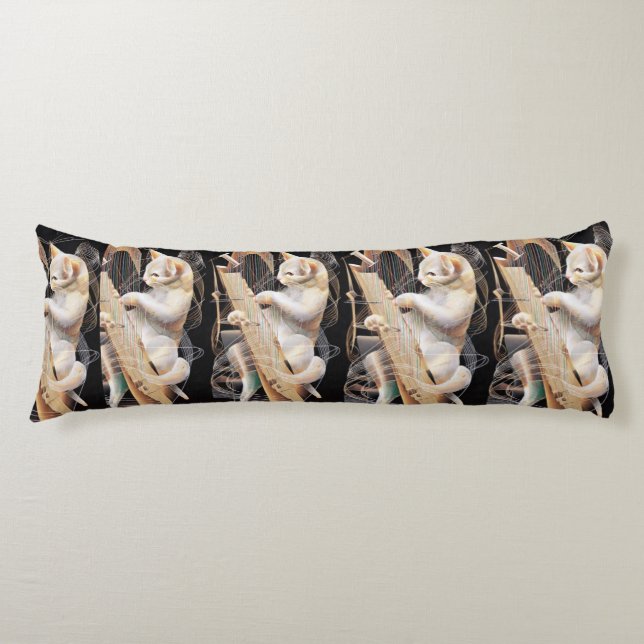 Coussins Longs Harmony of Strings – Surreal Cat Body Pillow (Devant)