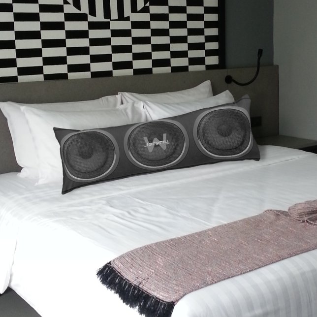 Coussins Longs Haut-parleur stéréo rétro Oreiller corps noir (Créateur téléchargé)