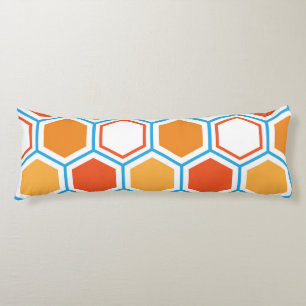 Coussins Longs hexagone en orange, bleu et blanc
