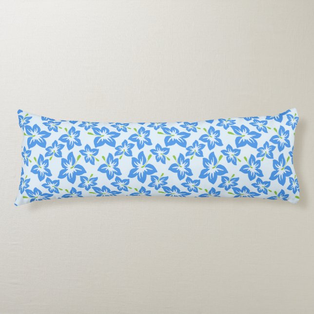 Coussins Longs Hibiscus Bleu, Fleurs Bleues, Motif De Fleurs (Devant)