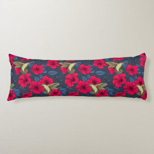 Coussins Longs Hibiscus Botanique Vintage et Colibri