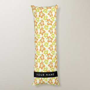 Coussins Longs Hibiscus Jaune, Hibiscus Orange, Votre Nom