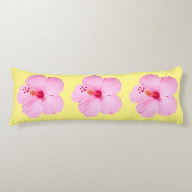 Coussins Longs Hibiscus rose Fleur tropicale (Devant)
