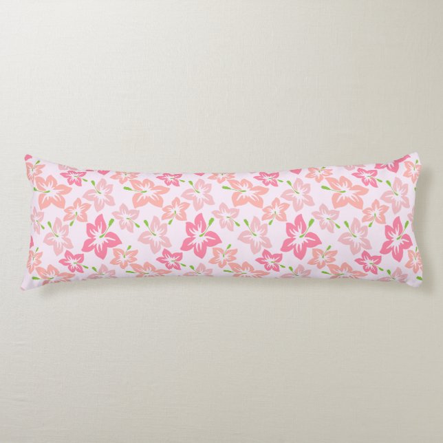 Coussins Longs Hibiscus rose, Fleurs roses, Motif de fleurs (Devant)