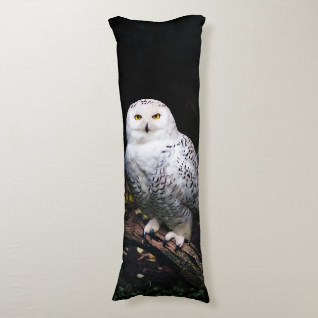 Coussins Longs Hibou des neiges majestueux d'hiver (Devant (Vertical))