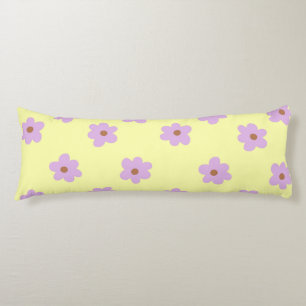 Coussins Longs Hippie Retro Purple Jaune Fleur Y2K Motif