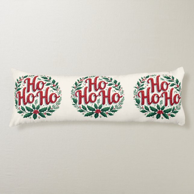 Coussins Longs Ho Ho Ho Christmas Wreath Typography Design (Devant)