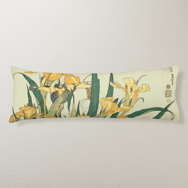 Coussins Longs Hokusai grasshopper et iris Japon (Devant)