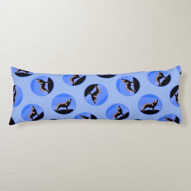 Coussins Longs Howling Wolf en hiver - Art faunique original (Devant)