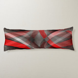 Coussins Longs Huit Rouge Blanc et Gris Courbes Superposées
