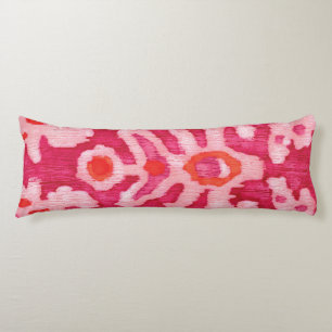 Coussins Longs Ikat de la tribu rose et orange