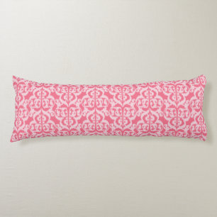 Coussins Longs Ikat Moorish Damask - teintes de corail rose