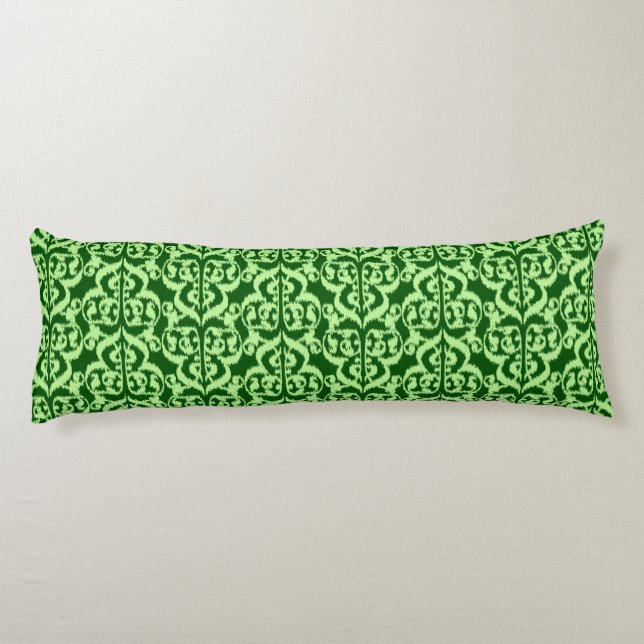Coussins Longs Ikat Moorish Damask - vert pin et menthe (Dos)