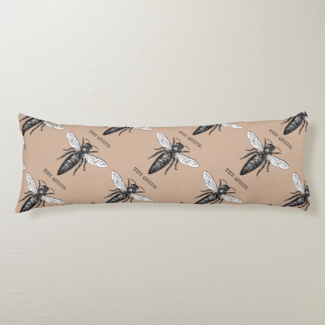 Coussins Longs Illustration Antique d'Insecte de Bourdon Reine Ab (Devant)