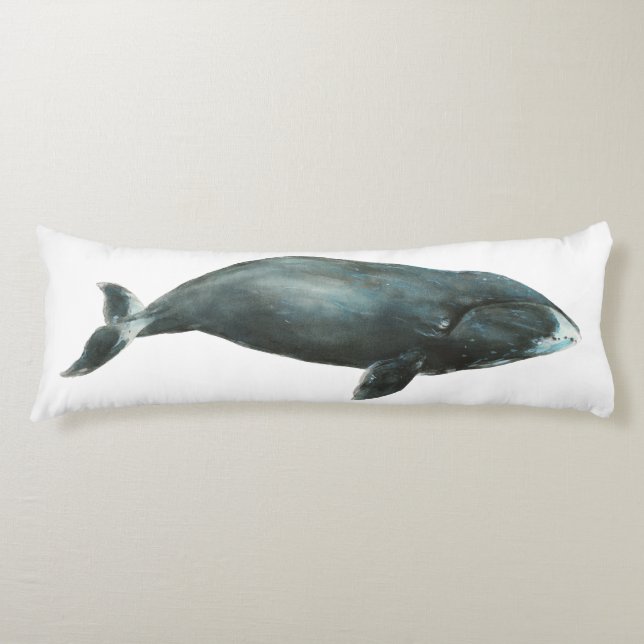 Coussins Longs Illustration aquarelle de baleine boréale (Devant)