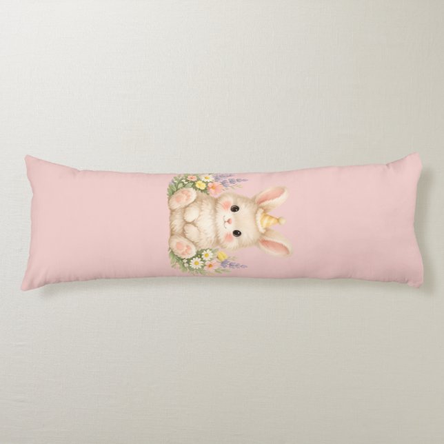 Coussins Longs Illustration de fleur sauvage de lapin pastel pour (Devant)