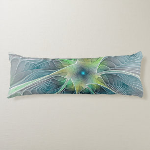 Coussins Longs Imaginaire fleuri Moderne Bleu Vert Fractal Fleur