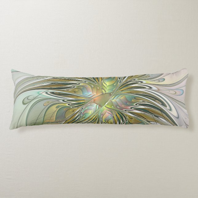 Coussins Longs Imaginaire Floral Fleur Art Fractal Moderne Avec O (Devant)