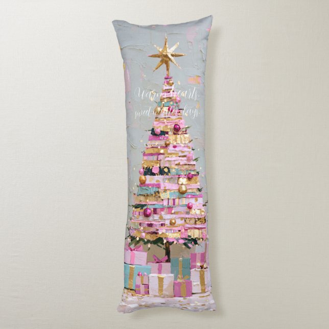 Coussins Longs Impasto Pink and Gold Christmas Tree (Dos (Vertical))