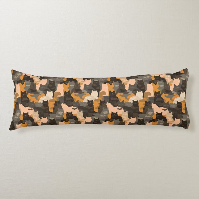 Coussins Longs Impression camouflage de chat Décoration de chambr (Devant)
