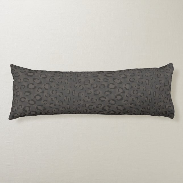 Coussins Longs Impression de guépard grise noire cool monogramme (Devant)