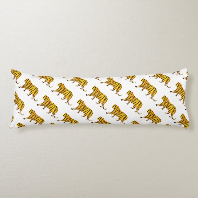 Coussins Longs Impression noir et orange Tigre (Devant)