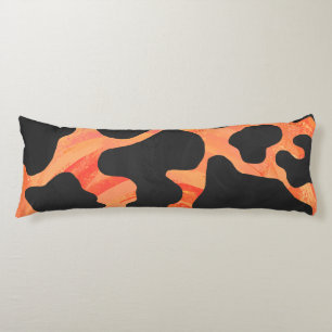 Coussins Longs Impression noire et orange de vache