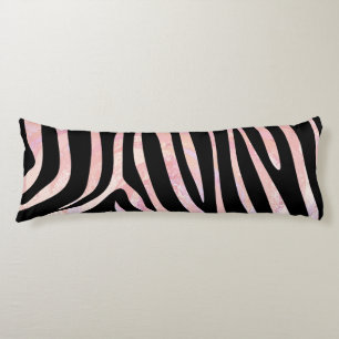 Coussins Longs Impression noire et rose Zebra