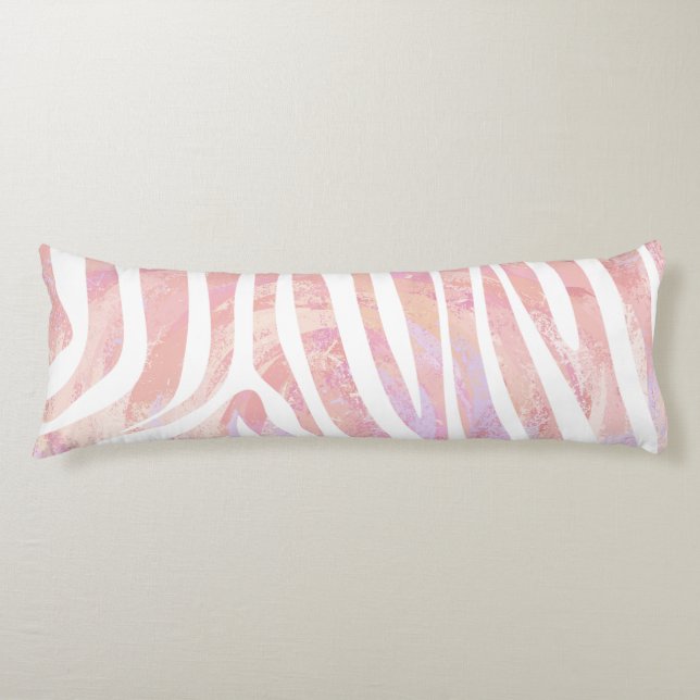 Coussins Longs Impression rose et blanc Zebra (Devant)