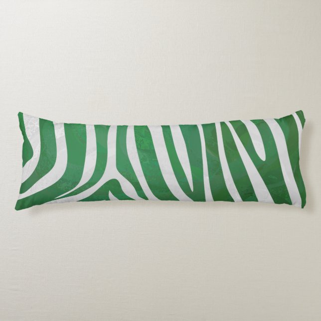 Coussins Longs Impression verte et blanche Zebra (Devant)