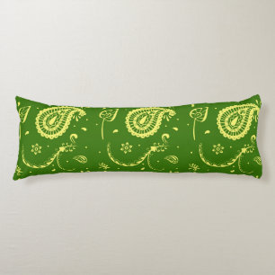 Coussins Longs Imprimante vert et jaune vive Kalka - Élégante