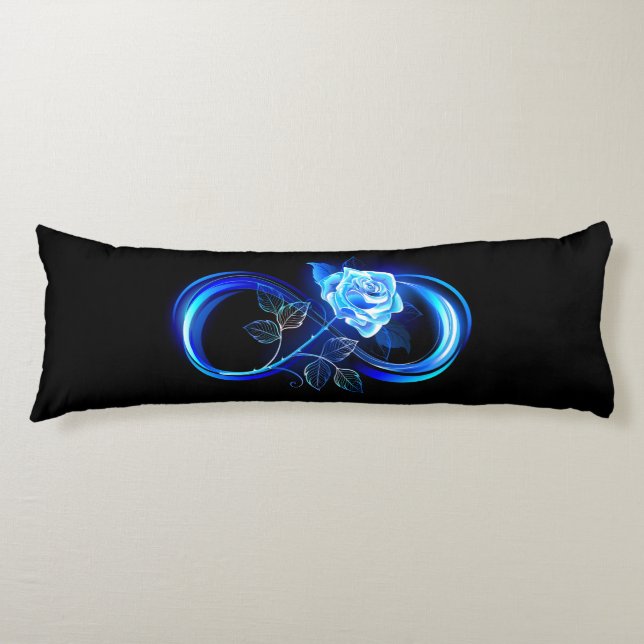 Coussins Longs Infini lumineux avec rose bleue (Devant)