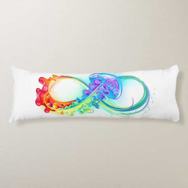 Coussins Longs Infinity avec Rainbow Jellyfish (Devant)