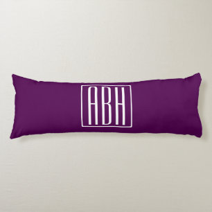 Coussins Longs Initiales Monogramme Blanc Sur Violet Foncé