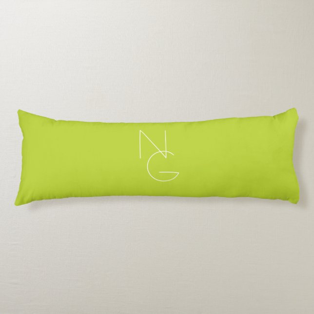 Coussins Longs Initiales superposées Modernes 2 | Vert Citron (Devant)