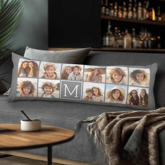 Coussins Longs Instagram Photo Collage Personnalisé Monogramme Ch (Custom Body Pillow)