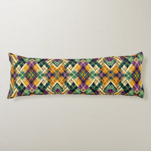 Coussins Longs Jacquard Mardi Gras jaune violet vert