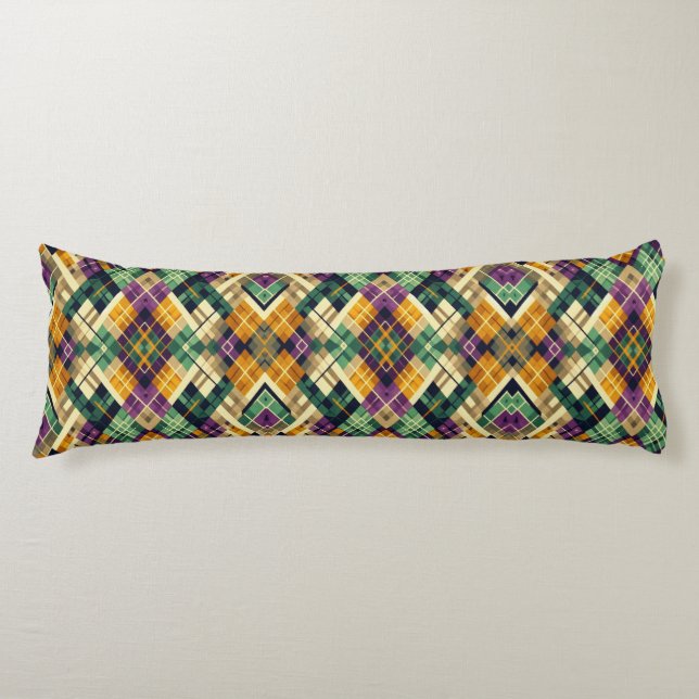 Coussins Longs Jacquard Mardi Gras jaune violet vert (Devant)