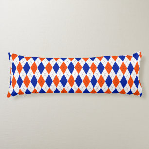 Coussins Longs Jacquard orange et bleu diamant