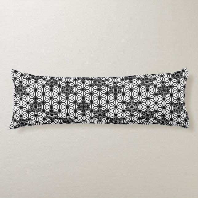 Coussins Longs Japonais Asanoha motif - blanc et noir (Devant)