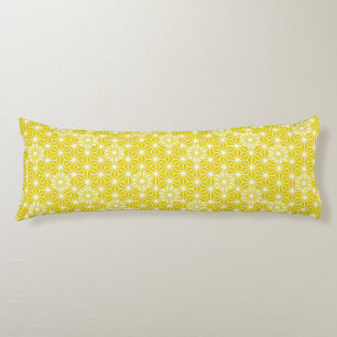 Coussins Longs Japonais Asanoha motif - moutarde or et blanc