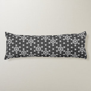Coussins Longs Japonais Asanoha motif - noir et blanc
