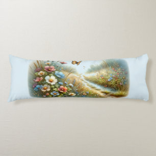 Coussins Longs Jardin de papillons de la prairie fleurie